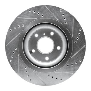 Infiniti QX55 Brake Rotor (1) - Front Left - R1 Concepts - Drilled & Slotted - Silver - `19-`24